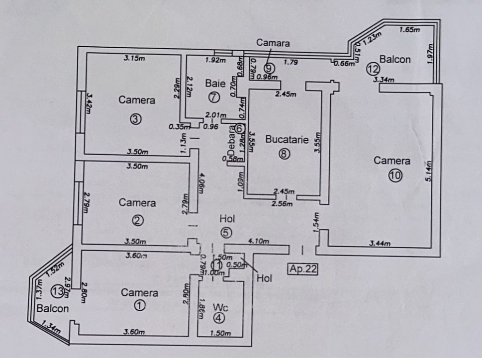 Apartament 4 camere(utilat-partial mobilat), situat în zona Craiter