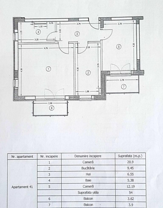 Apartament 2 camere, decomandat