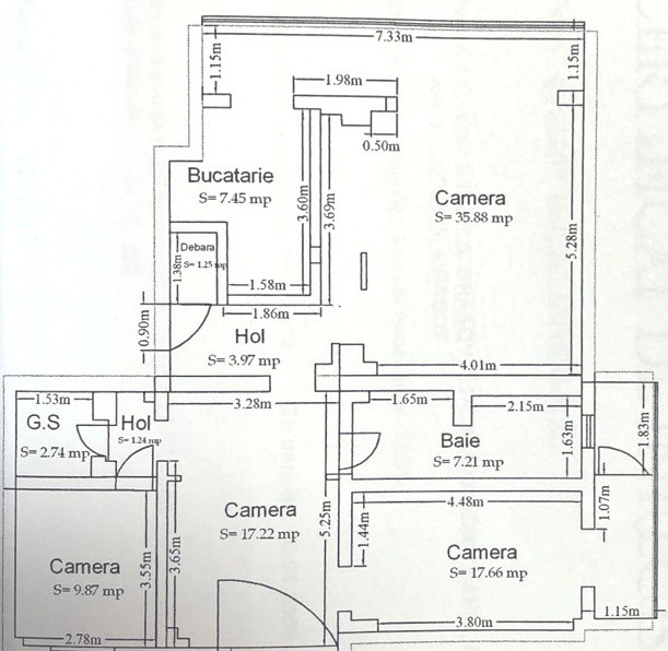 Apartament 4 camere - Scriitoriilor